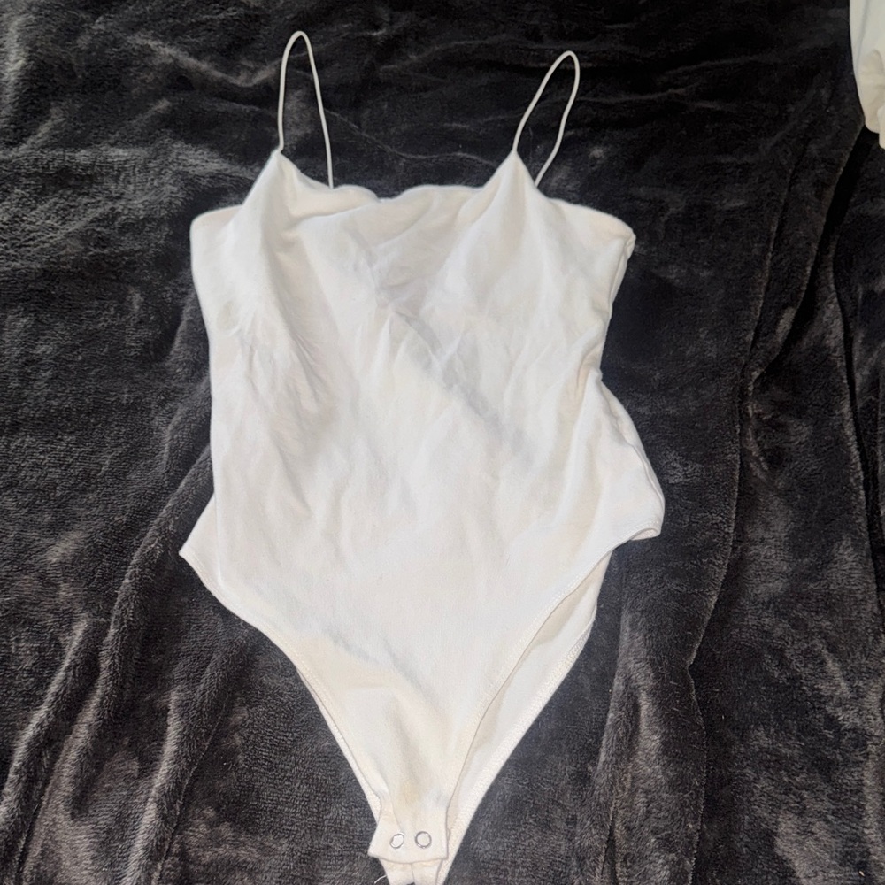 White One-Piece Bodysuit with Spaghetti Straps